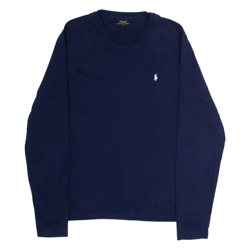 POLO RALPH LAUREN Mens T-Shirt Blue Long Sleeve Crew Neck S