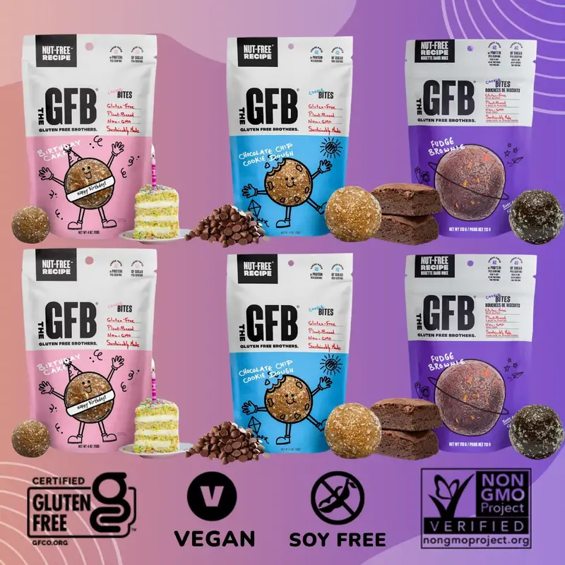 The GFB Cookie Protein Bites Variety Pack - Nut Free (6 Count) High Protein Snacks and/or Healthy Dessert