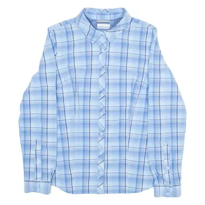 COLUMBIA Womens Shirt Blue Check Long Sleeve L