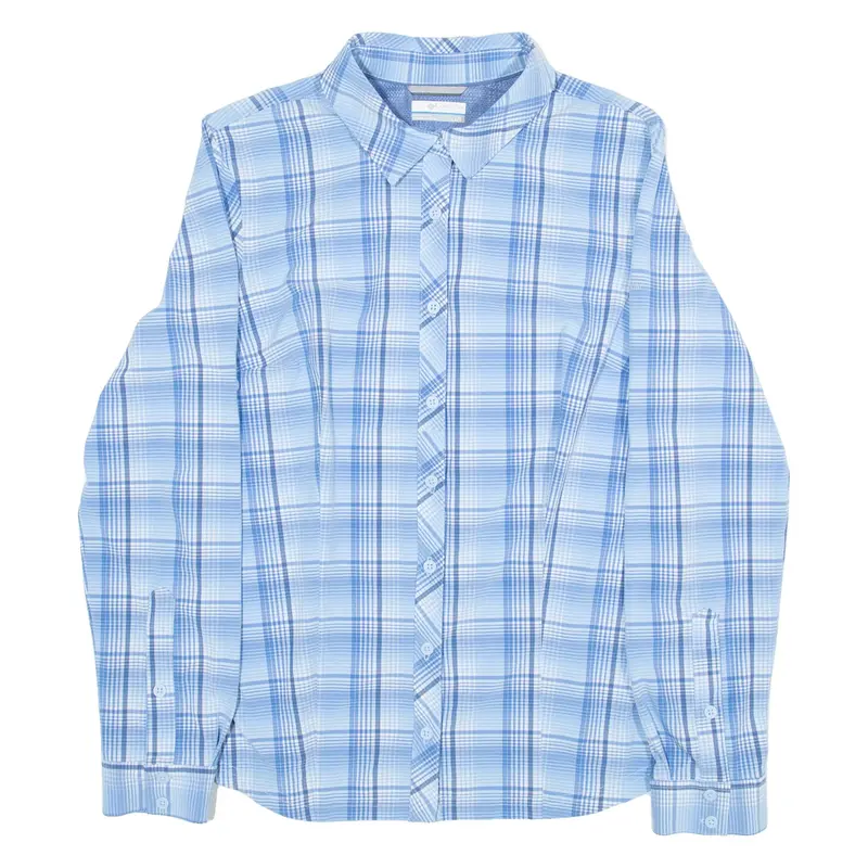 COLUMBIA Womens Shirt Blue Check Long Sleeve L