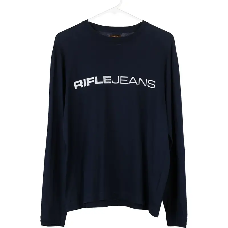 Rifle Spellout Sweatshirt - Medium Navy Cotton Blend