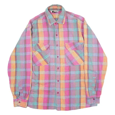 AMBERTINO Mens Shirt Pink Check Long Sleeve L