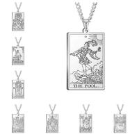 Tarot Stainless Steel Necklace Men's and Women's Square Card Pendant Sweater Chain