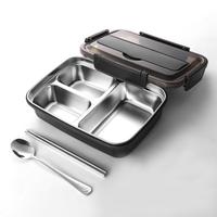 Lunch box bento box; 304 stainless steel dinner plate; heated lunch box portable fast food insulated compartmented lunch box