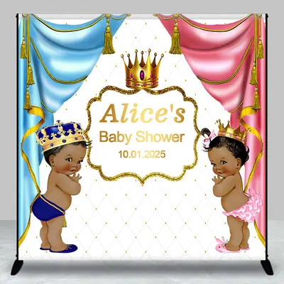 Aperturee Royal Prince Princess Custom Baby Shower Backdrop - Aperturee
