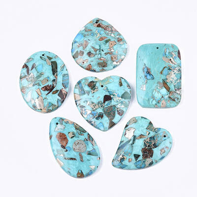 Assembled Synthetic Imperial Jasper and Turquoise Pendants