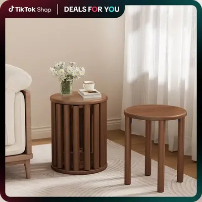 【HOT】Solid Wood Bar Stools Set of 4,Wooden Stool,Sturdy and Durable,No Installation Required,Top Stackable Round Stools f...