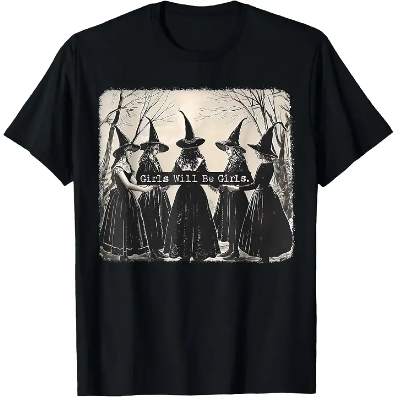 [100% Cotton Printing] Girl Will Be Girl Witch Halloween T-Shirt
