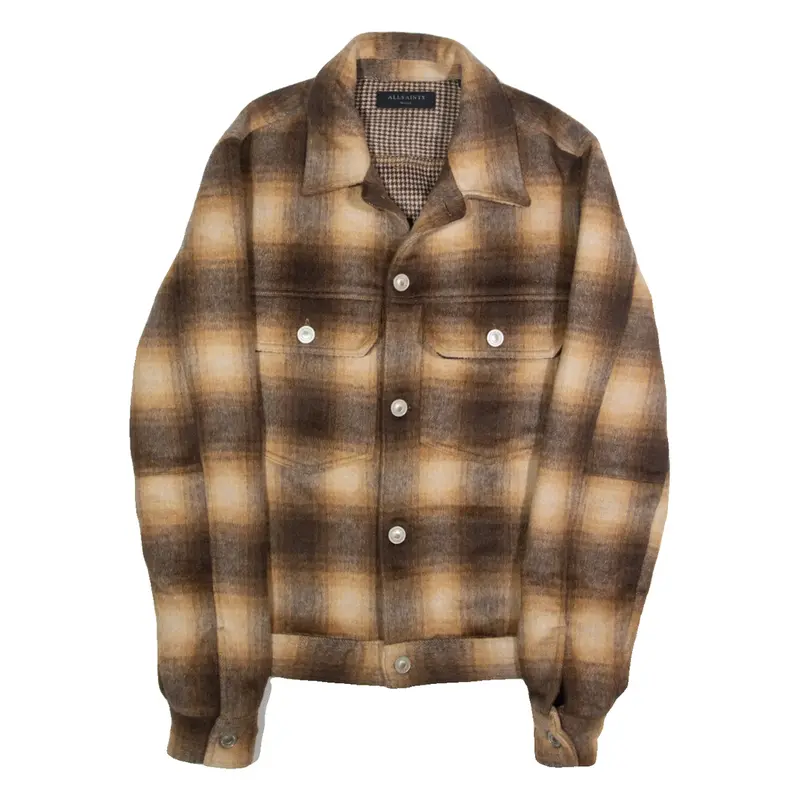 ALL SAINTS Womens Jacket Brown Check S