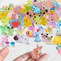 SparkleFab Luminous Mini Resin Animals 100 Pcs Tiny Animals Mini Ducks Owls Tiny Frogs Pandas Dinosaurs Small Birds Elephants...