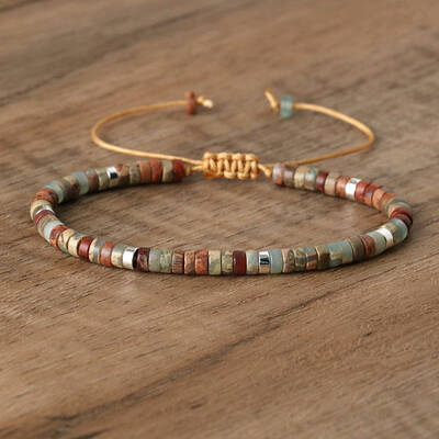 Natural Shoushan Stone Beaded Braided Bracelets