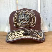 Brown Western Style Cap with Horse and Horseshoe for Men