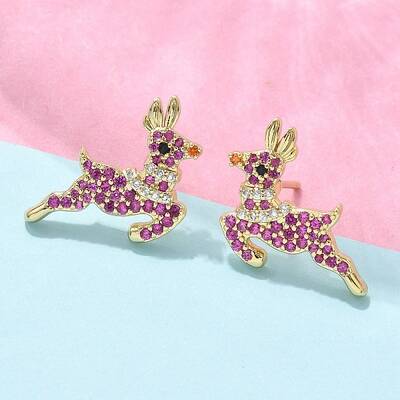 Brass Micro Pave Cubic Zirconia Stud Earrings