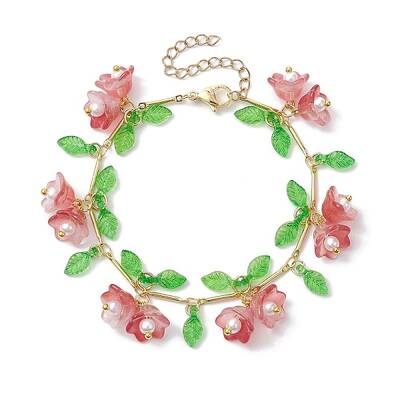 Flower Glass & Acrylic Charm Bracelets