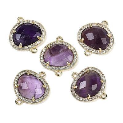 Natural Amethyst Faceted Oval Links