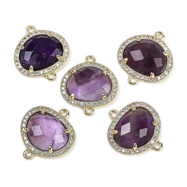 Natural Amethyst Faceted Oval Links