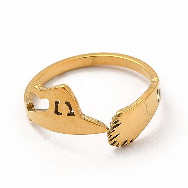 304 Stainless Steel Wtch Broom and Hat Open Cuff Ring for Women