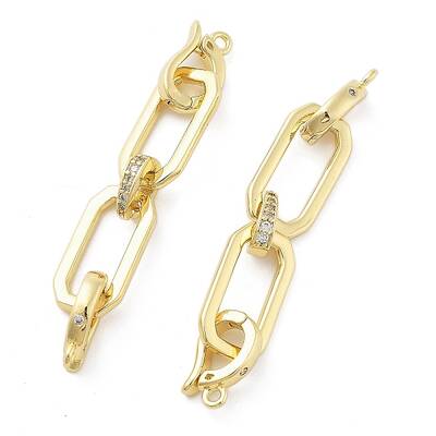 Brass Micro Pave Clear Cubic Zirconia Fold Over Clasps