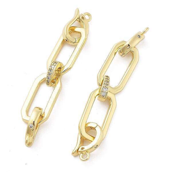 Brass Micro Pave Clear Cubic Zirconia Fold Over Clasps