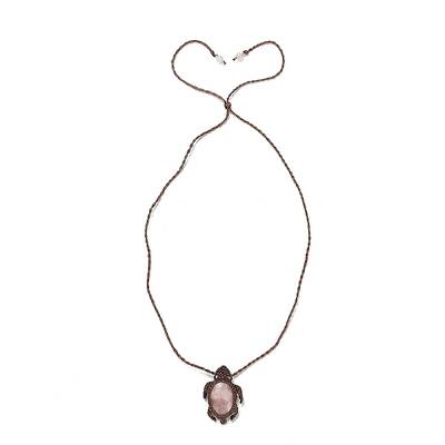 Natural Rose Quartz Tortoise Pendant Necklace