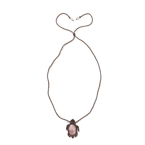 Natural Rose Quartz Tortoise Pendant Necklace