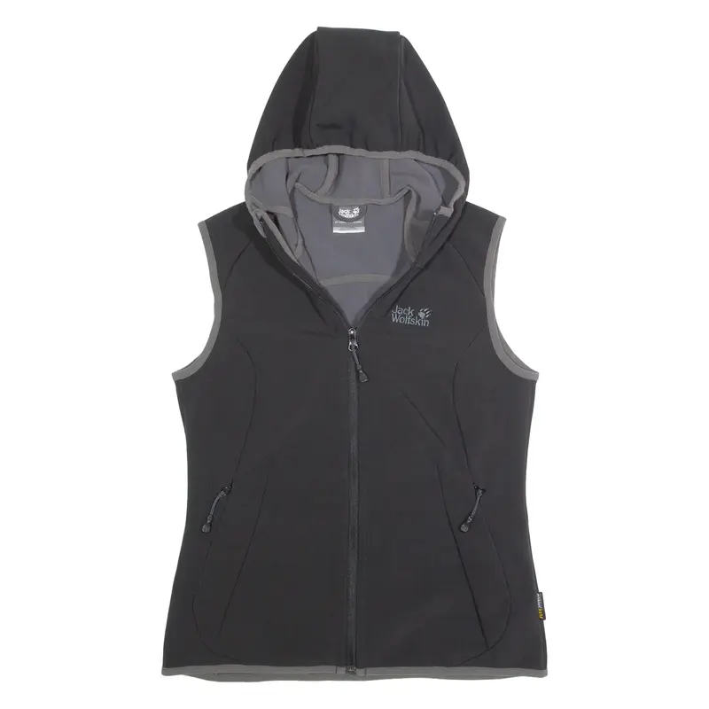 JACK WOLFSKIN Womens Gilet Black Hooded UK 10