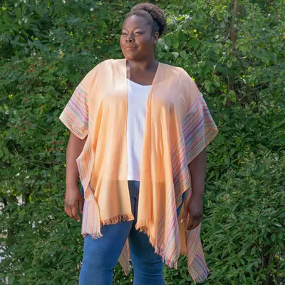 Handwoven Kimono Cover-Up | Fair Trade - Blue Pastel