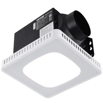 VEVOR Bathroom Exhaust Fan, 8 LED Colors, 110 CFM Efficiency Ventilation, 1.5sones Low Noise All-Copper Motor, Energy-Saving ...