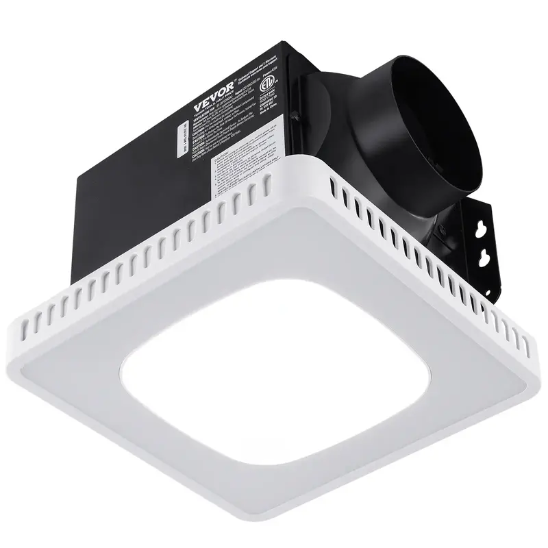 VEVOR Bathroom Exhaust Fan, 8 LED Colors, 110 CFM Efficiency Ventilation, 1.5sones Low Noise All-Copper Motor, Energy-Saving ...