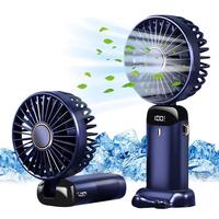 Portable Mini Fan, USB Rechargeable Handheld Fan, 5 Speed Personal Mini Fan, 90° Foldable Cooling Fan with LED Display