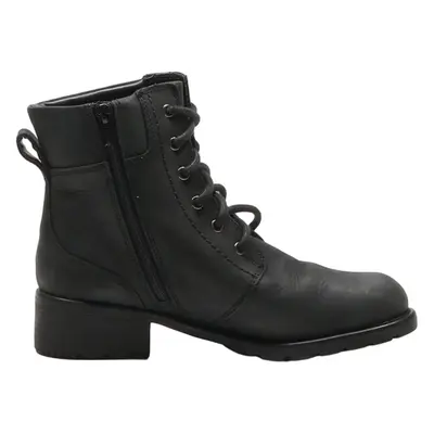 CLARKS Lace-Up Boots Black Leather Womens UK 5