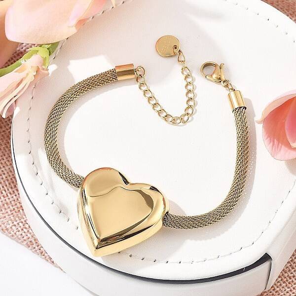 304 Stainless Steel Heart Links Bracelets
