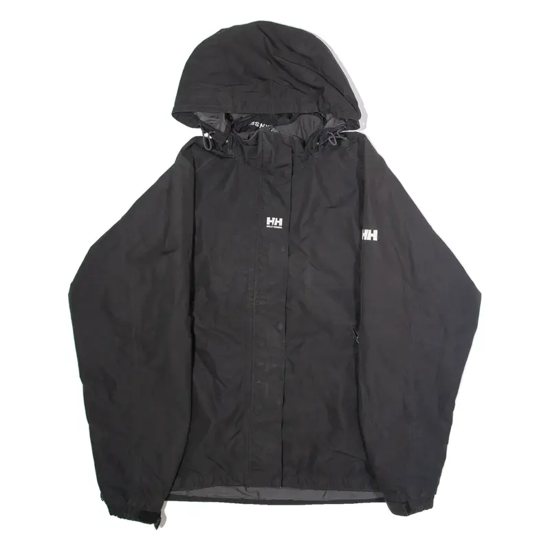 HELLY HANSEN Womens Rain Jacket Black Hooded 2XL