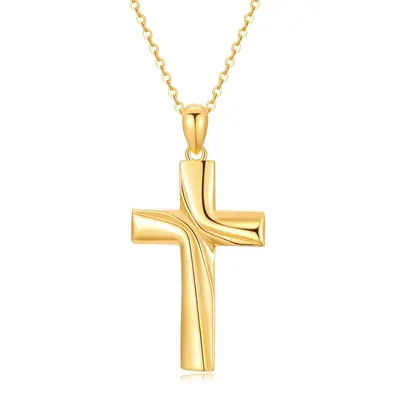 14K Gold Cross Pendant Necklace