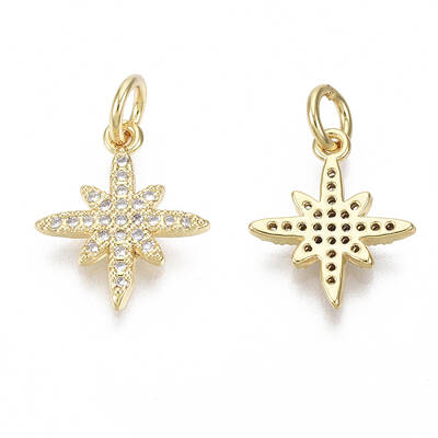 Brass Micro Pave Clear Cubic Zirconia Charms
