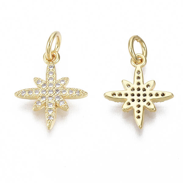 Brass Micro Pave Clear Cubic Zirconia Charms