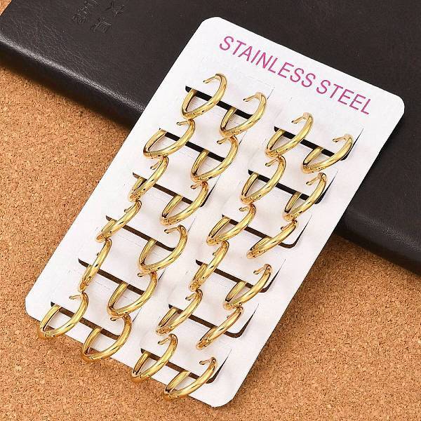 PVD Vacuum Plating 202 Stainless Steel Huggie Oval Hoop Earrings