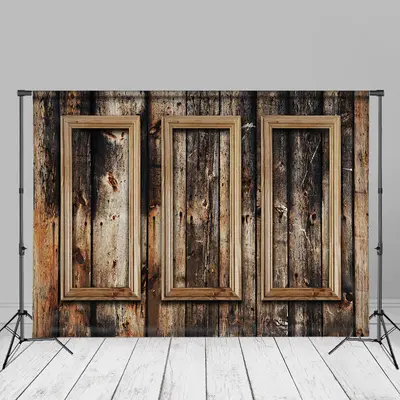 Retro Burnt Wood Plank Window Photo Booth Backdrop - Aperturee
