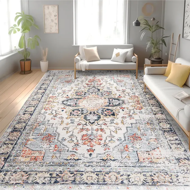 BESTSWEETIE Washable Rugs Vintage Area Rugs Boho Rugs for Living Room Carpet for Bedroom Living Room Kitchen Distressed Indoo...
