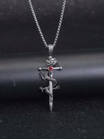 Men's Dragon & Sword Design Pendant Necklace, Punk Streetwear Chain Necklace, Goth Jewelry for Party, Daily Clothing Decor fo...