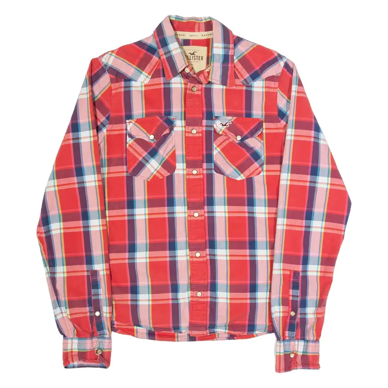 HOLLISTER Surfer Fit Mens Shirt Red Check Long Sleeve S