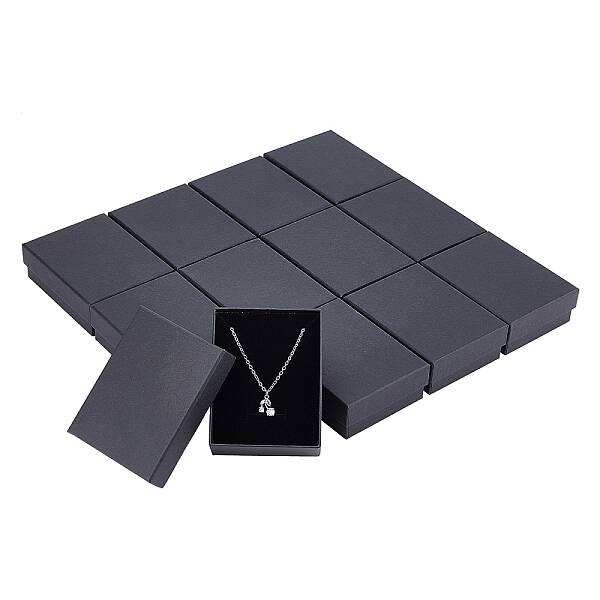 Kraft Cotton Filled Cardboard Paper Jewelry Set Boxes