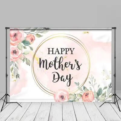 Pink Watercolor Floral Happy Mothers Day Backdrop - Aperturee