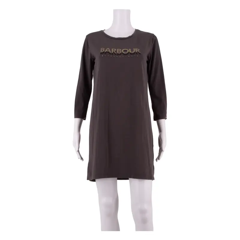 BARBOUR Womens T-Shirt Dress Grey Knee Length UK 10