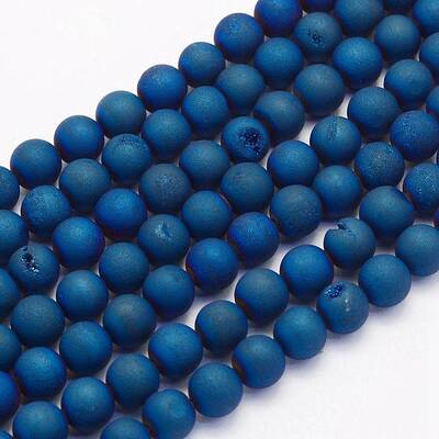 Electroplate Natural Druzy Agate Beads Strands