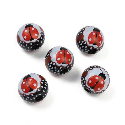 Painted Wood European Beads