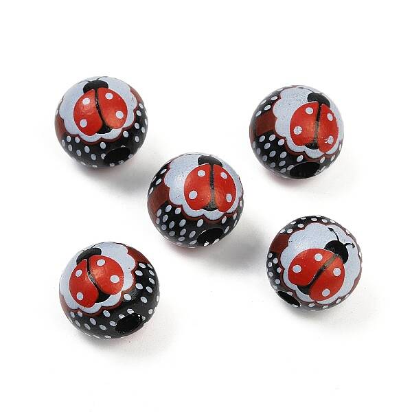 Painted Wood European Beads