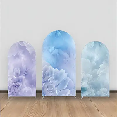 Elegant Blurry Purple Blue Floral Arch Backdrop Kit - Aperturee