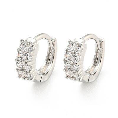 Rack Plating Brass Micro Pave Clear Cubic Zirconia Hoop Earring