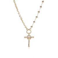 MEIITRUE 14K Gold Plated Cross Pendant Necklace for Women, Dainty Cubic Zirconia Beaded Necklace, Faith Jewelry Religious Gif...